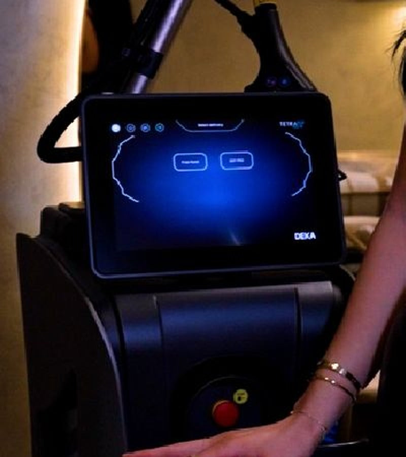 The DEKA Tetra PRO CO2 laser control screen at Aura Skin Boutique, Essendon North